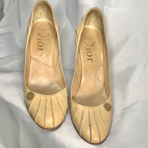 Christian Dior Exotic Wood & Metal Stiletto Shoes